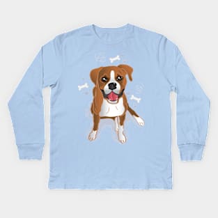 Boxer - Puppy Dog Eyes Kids Long Sleeve T-Shirt